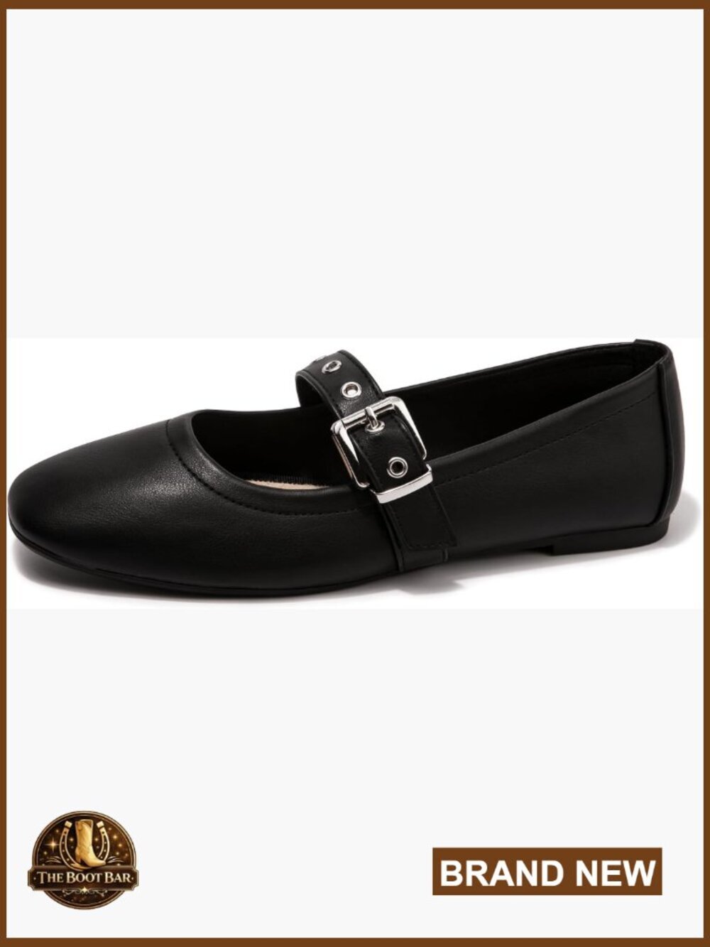 Women's Ballet Flats Mary Jane Buckle Strap Square Toe Memory Foam Non-Slip